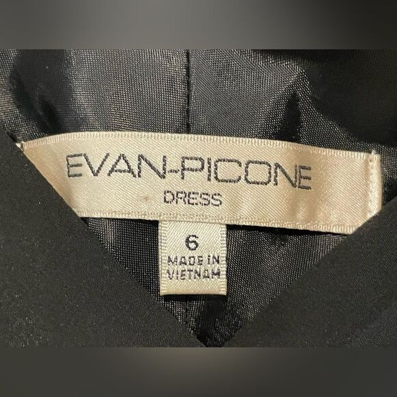 Evan Picone Chiffon Maxi Dress Ribbon Wrapped & Draped Waist Black‎ Size 6 - Picture 6 of 9